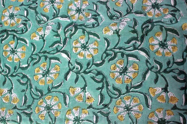 Green_Cotton_Traditional_Floral_Hand_Block_Print_Unstiched_Material_For_Men's_Kurta_Shirts_&_Women's_Kurti_and_Other_Dress_Material|1383