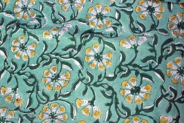 Green_Cotton_Traditional_Floral_Hand_Block_Print_Unstiched_Material_For_Men's_Kurta_Shirts_&_Women's_Kurti_and_Other_Dress_Material|1383