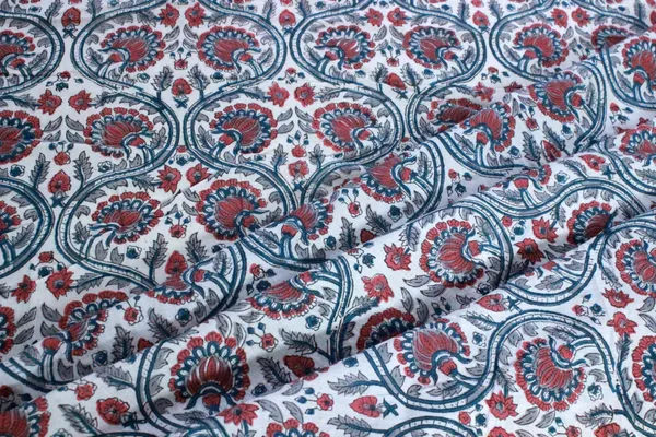 Blue_Cotton_Traditional_Floral_Hand_Block_Print_Unstiched_Material_For_Men's_Kurta_Shirts_&_Women's_Kurti_and_Other_Dress_Material|1386