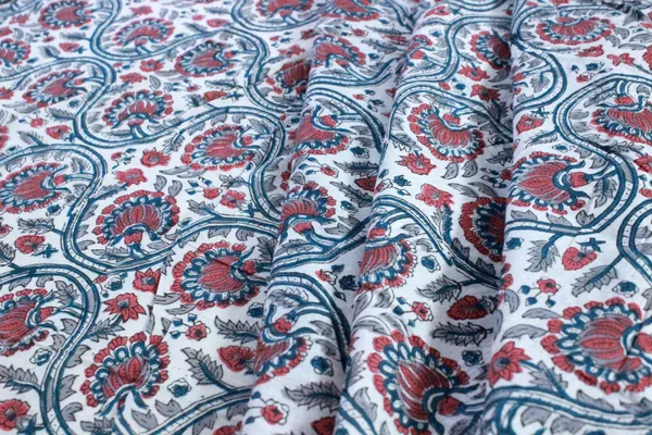 Blue_Cotton_Traditional_Floral_Hand_Block_Print_Unstiched_Material_For_Men's_Kurta_Shirts_&_Women's_Kurti_and_Other_Dress_Material|1386