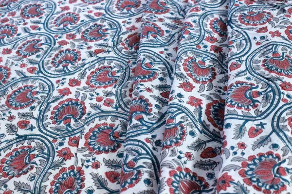 Blue_Cotton_Traditional_Floral_Hand_Block_Print_Unstiched_Material_For_Men's_Kurta_Shirts_&_Women's_Kurti_and_Other_Dress_Material|1386
