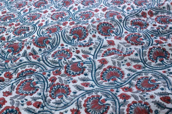 Blue_Cotton_Traditional_Floral_Hand_Block_Print_Unstiched_Material_For_Men's_Kurta_Shirts_&_Women's_Kurti_and_Other_Dress_Material|1386