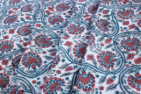Blue_Cotton_Traditional_Floral_Hand_Block_Print_Unstiched_Material_For_Men's_Kurta_Shirts_&_Women's_Kurti_and_Other_Dress_Material|1386