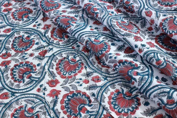 Blue_Cotton_Traditional_Floral_Hand_Block_Print_Unstiched_Material_For_Men's_Kurta_Shirts_&_Women's_Kurti_and_Other_Dress_Material|1386