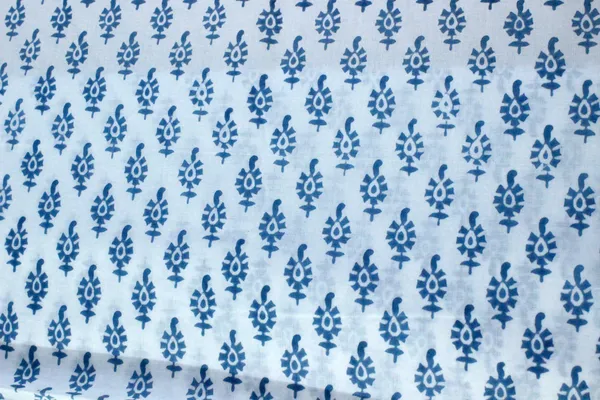 Blue_Cotton_Traditional_Floral_Hand_Block_Print_Unstiched_Material_For_Men's_Kurta_Shirts_&_Women's_Kurti_and_Other_Dress_Material|1390