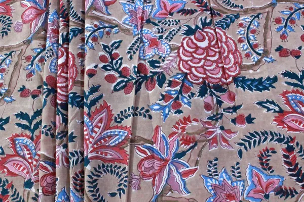 Brown_Cotton_Traditional_Floral_Hand_Block_Print_Unstiched_Material_For_Men's_Kurta_Shirts_&_Women's_Kurti_and_Other_Dress_Material|1391