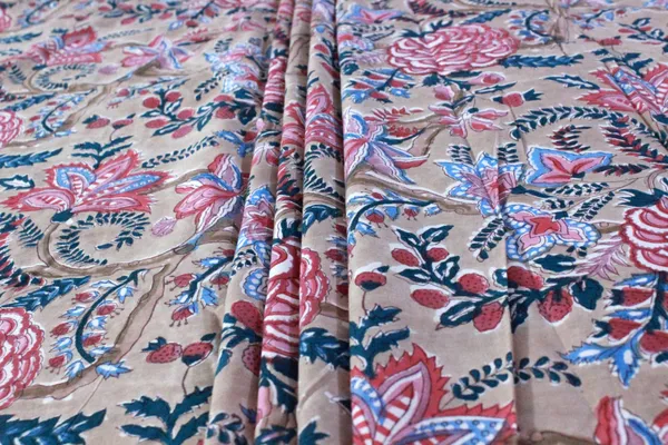 Brown_Cotton_Traditional_Floral_Hand_Block_Print_Unstiched_Material_For_Men's_Kurta_Shirts_&_Women's_Kurti_and_Other_Dress_Material|1391