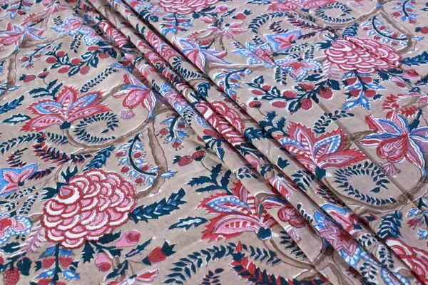 Brown_Cotton_Traditional_Floral_Hand_Block_Print_Unstiched_Material_For_Men's_Kurta_Shirts_&_Women's_Kurti_and_Other_Dress_Material|1391