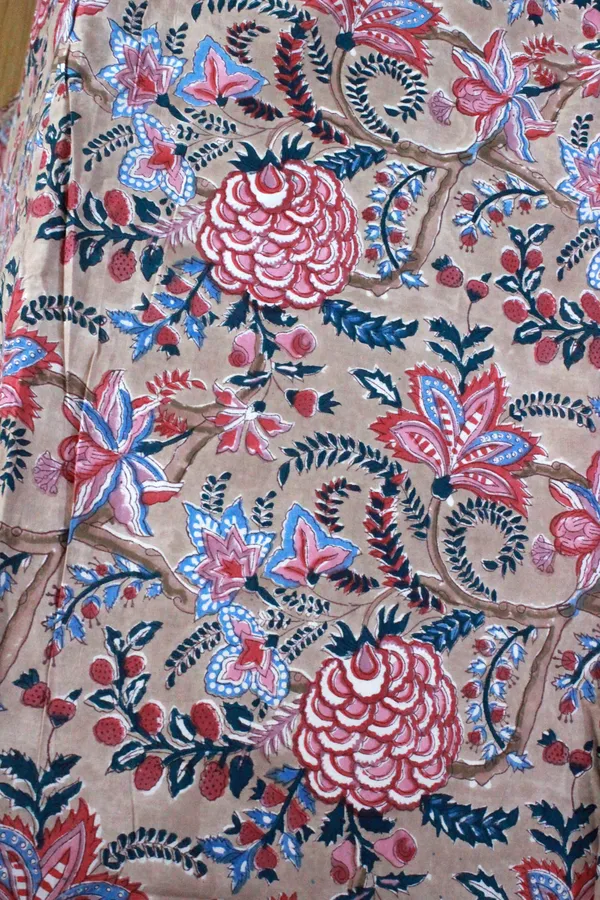 Brown_Cotton_Traditional_Floral_Hand_Block_Print_Unstiched_Material_For_Men's_Kurta_Shirts_&_Women's_Kurti_and_Other_Dress_Material|1391