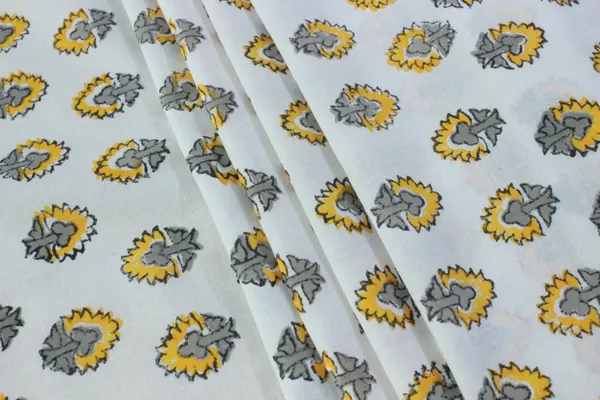 Yellow_Cotton_Traditional_Floral_Hand_Block_Print_Unstiched_Material_For_Men's_Kurta_Shirts_&_Women's_Kurti_and_Other_Dress_Material|1395