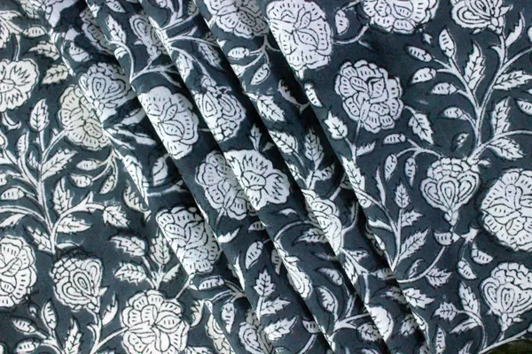 Grey_Cotton_Traditional_Floral_Hand_Block_Print_Unstiched_Material_For_Men's_Kurta_Shirts_&_Women's_Kurti_and_Other_Dress_Material|1396