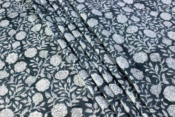 Grey_Cotton_Traditional_Floral_Hand_Block_Print_Unstiched_Material_For_Men's_Kurta_Shirts_&_Women's_Kurti_and_Other_Dress_Material|1396