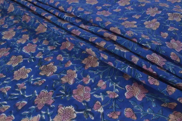 Blue_Cotton_Traditional_Floral_Hand_Block_Print_Unstiched_Material_For_Men's_Kurta_Shirts_&_Women's_Kurti_and_Other_Dress_Material|1397