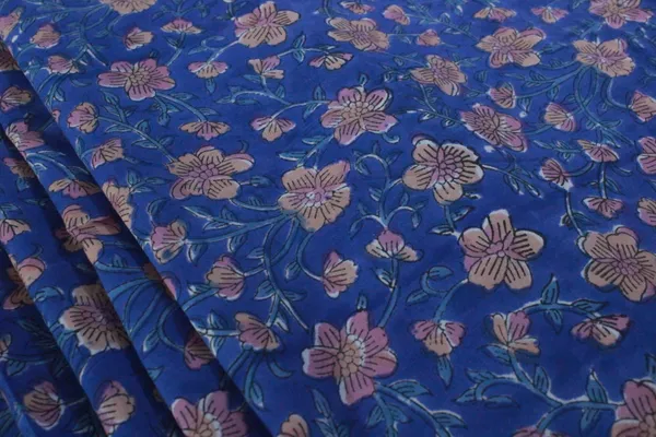Blue_Cotton_Traditional_Floral_Hand_Block_Print_Unstiched_Material_For_Men's_Kurta_Shirts_&_Women's_Kurti_and_Other_Dress_Material|1397