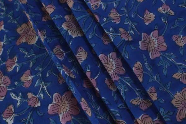 Blue_Cotton_Traditional_Floral_Hand_Block_Print_Unstiched_Material_For_Men's_Kurta_Shirts_&_Women's_Kurti_and_Other_Dress_Material|1397