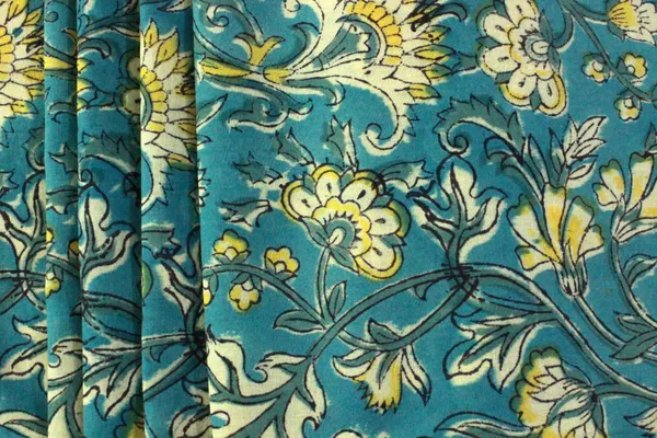 Blue_Cotton_Traditional_Floral_Hand_Block_Print_Unstiched_Material_For_Men's_Kurta_Shirts_&_Women's_Kurti_and_Other_Dress_Material|1403