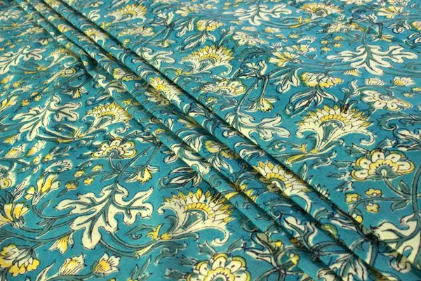 Blue_Cotton_Traditional_Floral_Hand_Block_Print_Unstiched_Material_For_Men's_Kurta_Shirts_&_Women's_Kurti_and_Other_Dress_Material|1403