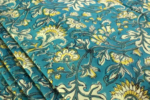 Blue_Cotton_Traditional_Floral_Hand_Block_Print_Unstiched_Material_For_Men's_Kurta_Shirts_&_Women's_Kurti_and_Other_Dress_Material|1403