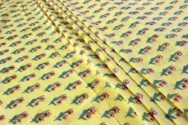 Yellow_Cotton_Traditional_Floral_Hand_Block_Print_Unstiched_Material_For_Men's_Kurta_Shirts_&_Women's_Kurti_and_Other_Dress_Material|1406