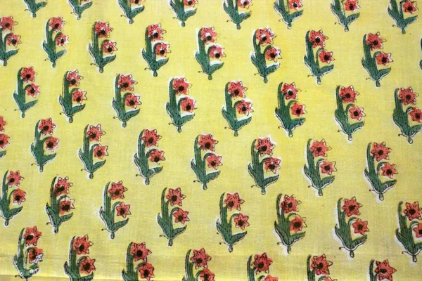Yellow_Cotton_Traditional_Floral_Hand_Block_Print_Unstiched_Material_For_Men's_Kurta_Shirts_&_Women's_Kurti_and_Other_Dress_Material|1406