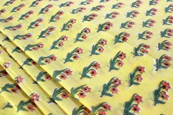 Yellow_Cotton_Traditional_Floral_Hand_Block_Print_Unstiched_Material_For_Men's_Kurta_Shirts_&_Women's_Kurti_and_Other_Dress_Material|1406