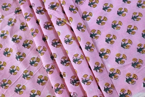 Pink_Cotton_Traditional_Floral_Hand_Block_Print_Unstiched_Material_For_Men's_Kurta_Shirts_&_Women's_Kurti_and_Other_Dress_Material|1407