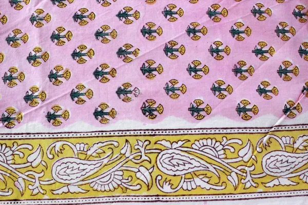 Pink_Cotton_Traditional_Floral_Hand_Block_Print_Unstiched_Material_For_Men's_Kurta_Shirts_&_Women's_Kurti_and_Other_Dress_Material|1407