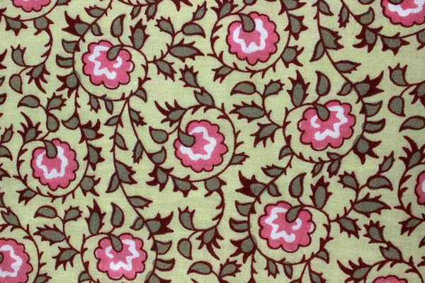 Yellow_Cotton_Traditional_Floral_Hand_Block_Print_Unstiched_Material_For_Men's_Kurta_Shirts_&_Women's_Kurti_and_Other_Dress_Material|1414