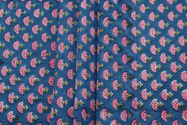 Blue_Cotton_Traditional_Floral_Hand_Block_Print_Unstiched_Material_For_Men's_Kurta_Shirts_&_Women's_Kurti_and_Other_Dress_Material