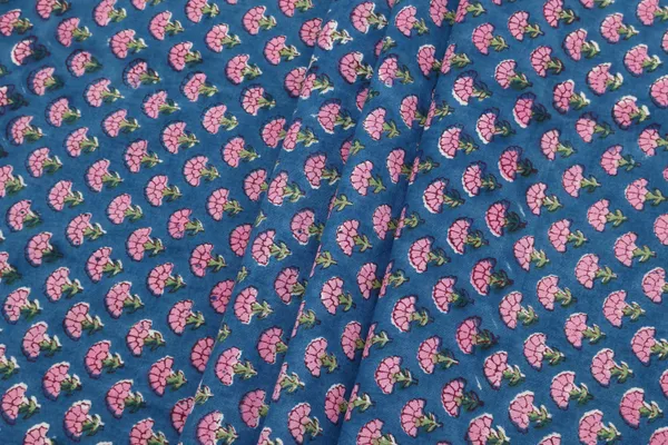 Blue_Cotton_Traditional_Floral_Hand_Block_Print_Unstiched_Material_For_Men's_Kurta_Shirts_&_Women's_Kurti_and_Other_Dress_Material