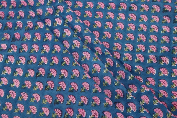 Blue_Cotton_Traditional_Floral_Hand_Block_Print_Unstiched_Material_For_Men's_Kurta_Shirts_&_Women's_Kurti_and_Other_Dress_Material