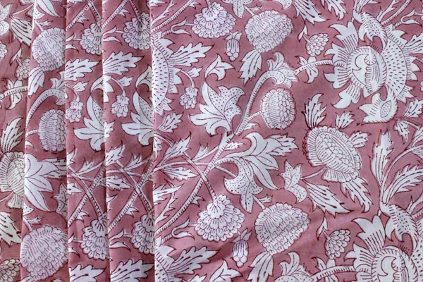 Pink_Cotton_Traditional_Floral_Hand_Block_Print_Unstiched_Material_For_Men's_Kurta_Shirts_&_Women's_Kurti_and_Other_Dress_Material