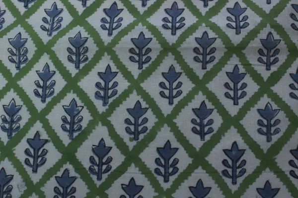 Blue_Cotton_Traditional_Floral_Hand_Block_Print_Unstiched_Material_For_Men's_Kurta_Shirts_&_Women's_Kurti_and_Other_Dress_Material
