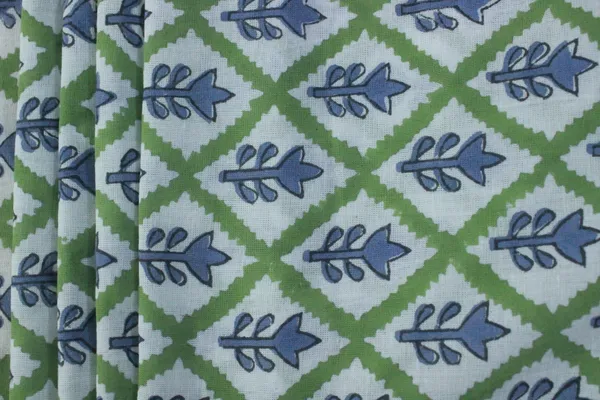 Blue_Cotton_Traditional_Floral_Hand_Block_Print_Unstiched_Material_For_Men's_Kurta_Shirts_&_Women's_Kurti_and_Other_Dress_Material