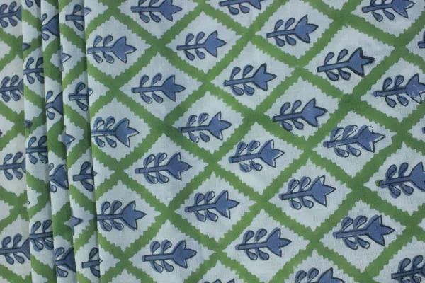 Blue_Cotton_Traditional_Floral_Hand_Block_Print_Unstiched_Material_For_Men's_Kurta_Shirts_&_Women's_Kurti_and_Other_Dress_Material