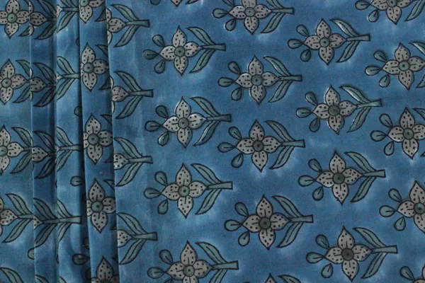 Blue_Cotton_Traditional_Floral_Hand_Block_Print_Unstiched_Material_For_Men's_Kurta_Shirts_&_Women's_Kurti_and_Other_Dress_Material