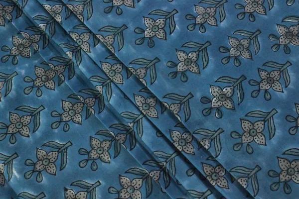 Blue_Cotton_Traditional_Floral_Hand_Block_Print_Unstiched_Material_For_Men's_Kurta_Shirts_&_Women's_Kurti_and_Other_Dress_Material