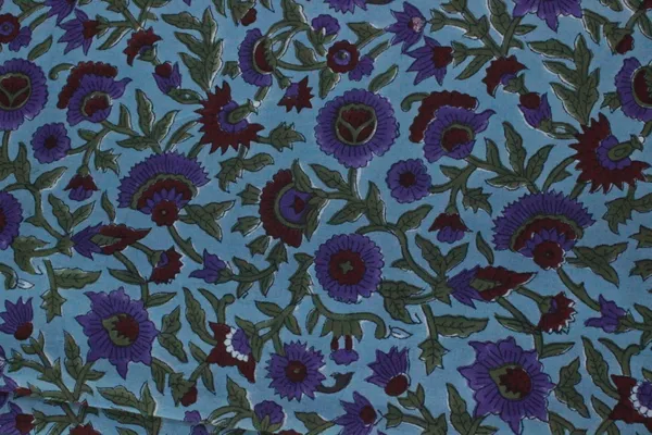 Blue_Cotton_Traditional_Floral_Hand_Block_Print_Unstiched_Material_For_Men's_Kurta_Shirts_&_Women's_Kurti_and_Other_Dress_Material