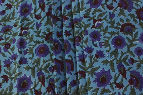 Blue_Cotton_Traditional_Floral_Hand_Block_Print_Unstiched_Material_For_Men's_Kurta_Shirts_&_Women's_Kurti_and_Other_Dress_Material