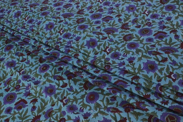 Blue_Cotton_Traditional_Floral_Hand_Block_Print_Unstiched_Material_For_Men's_Kurta_Shirts_&_Women's_Kurti_and_Other_Dress_Material