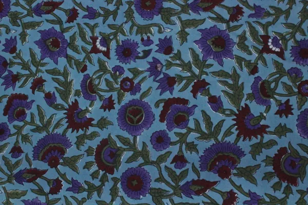 Blue_Cotton_Traditional_Floral_Hand_Block_Print_Unstiched_Material_For_Men's_Kurta_Shirts_&_Women's_Kurti_and_Other_Dress_Material