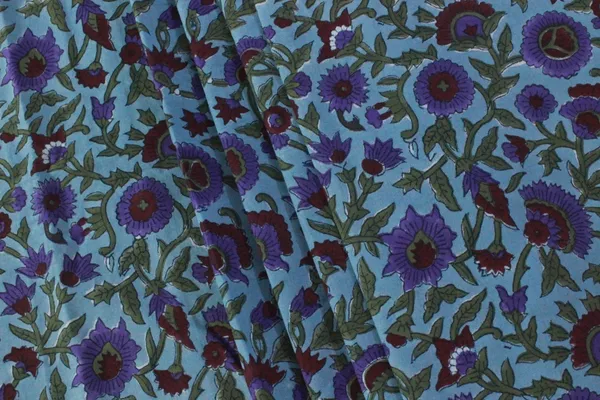 Blue_Cotton_Traditional_Floral_Hand_Block_Print_Unstiched_Material_For_Men's_Kurta_Shirts_&_Women's_Kurti_and_Other_Dress_Material