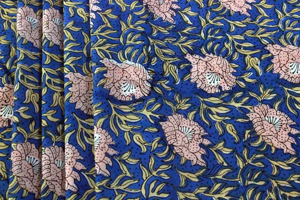 Blue_Cotton_Traditional_Floral_Hand_Block_Print_Unstiched_Material_For_Men's_Kurta_Shirts_&_Women's_Kurti_and_Other_Dress_Material