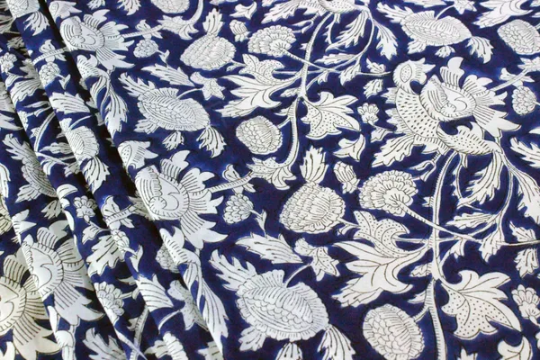 Blue_Cotton_Traditional_Floral_Hand_Block_Print_Unstiched_Material_For_Men's_Kurta_Shirts_&_Women's_Kurti_and_Other_Dress_Material