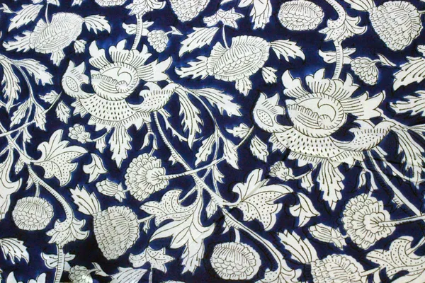 Blue_Cotton_Traditional_Floral_Hand_Block_Print_Unstiched_Material_For_Men's_Kurta_Shirts_&_Women's_Kurti_and_Other_Dress_Material