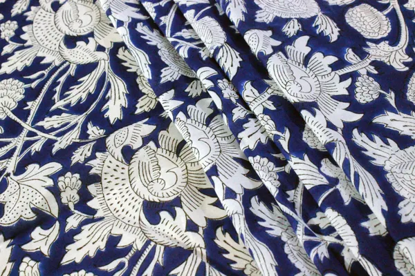 Blue_Cotton_Traditional_Floral_Hand_Block_Print_Unstiched_Material_For_Men's_Kurta_Shirts_&_Women's_Kurti_and_Other_Dress_Material