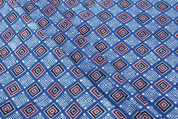 Blue_Cotton_Traditional_Floral_Hand_Block_Print_Unstiched_Material_For_Men's_Kurta_Shirts_&_Women's_Kurti_and_Other_Dress_Material