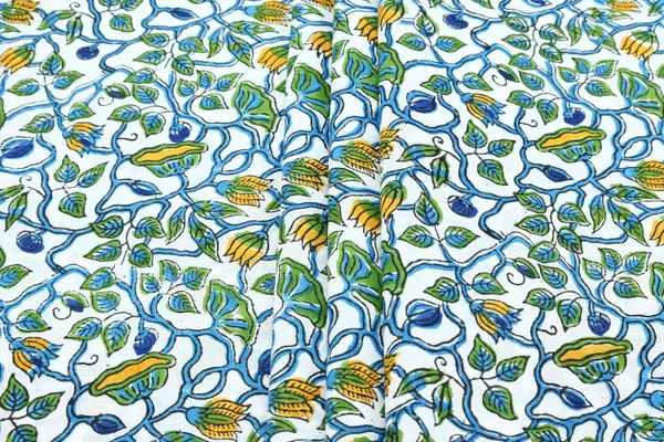 Green_Cotton_Traditional_Floral_Hand_Block_Print_Unstiched_Material_For_Men's_Kurta_Shirts_&_Women's_Kurti_and_Other_Dress_Material