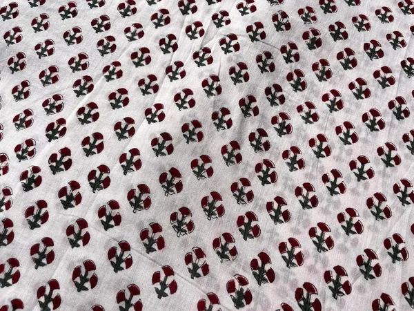 White_Cotton_Traditional_Floral_Hand_Block_Print_Unstiched_Material_For_Men's_Kurta_Shirts_&_Women's_Kurti_and_Other_Dress_Material