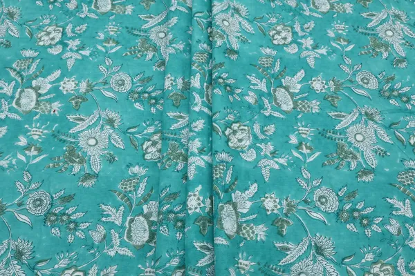 Blue_Cotton_Traditional_Floral_Hand_Block_Print_Unstiched_Material_For_Men's_Kurta_Shirts_&_Women's_Kurti_and_Other_Dress_Material